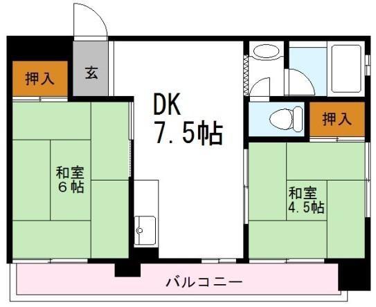 JSC帝塚山(2DK/3階)の間取り写真