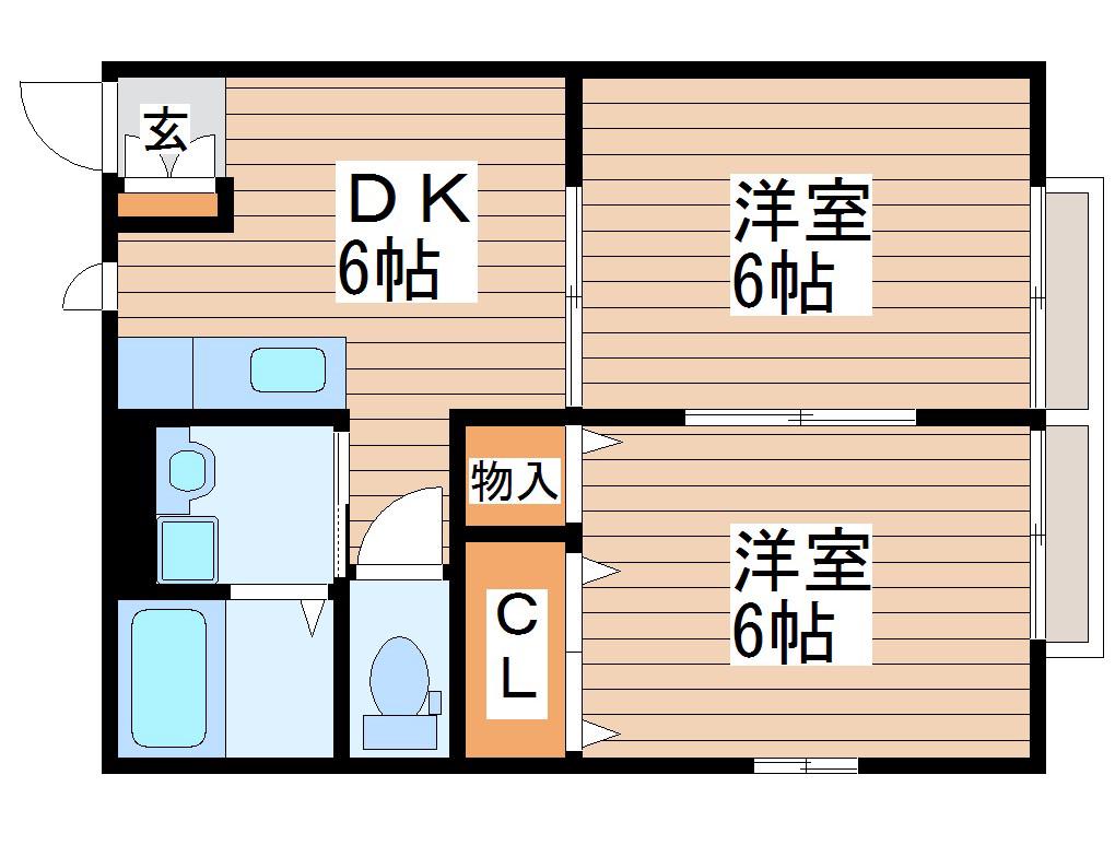レジデンス薬師堂A(2DK/2階)の間取り写真