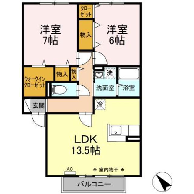 ラル フェリス(2LDK/2階)の間取り写真