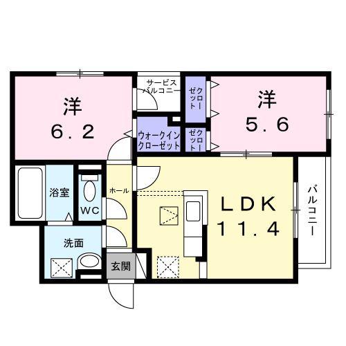 パル茨木(2LDK/1階)の間取り写真