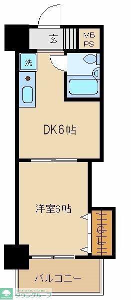 ダイアパレス高崎中央(1DK/3階)の間取り写真