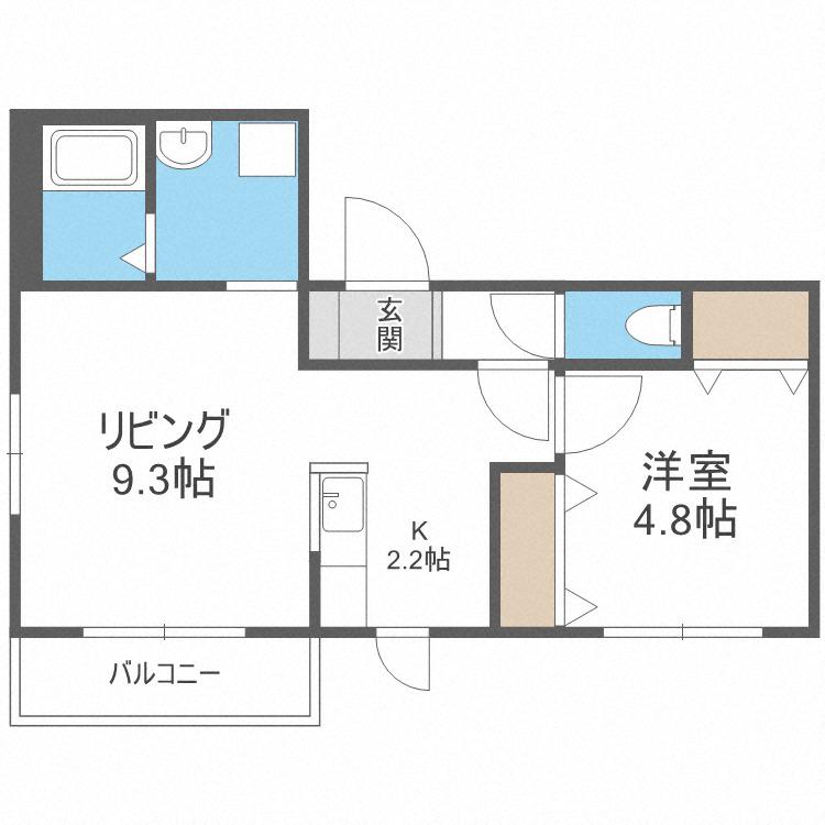 プレシェルト札幌苗穂(1LDK/3階)の間取り写真