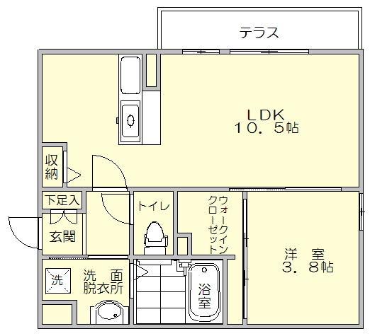 D-ROOM博多駅南(1LDK/1階)の間取り写真