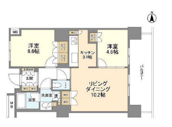豊洲シエルタワー(2LDK/29階)の間取り写真