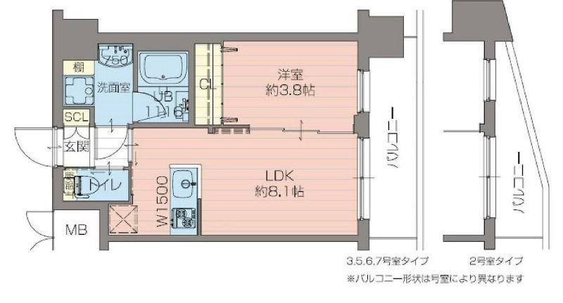 エスタート御幣島(1LDK/2階)の間取り写真