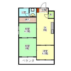 ハイツ牧野(3DK/2階)の間取り写真