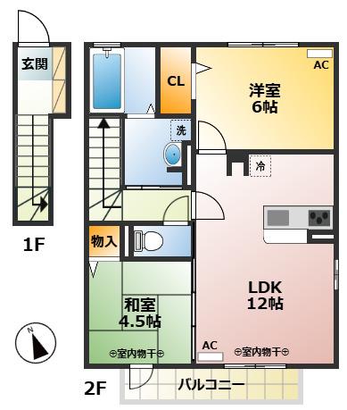 北野翠亭(2LDK/2階)の間取り写真