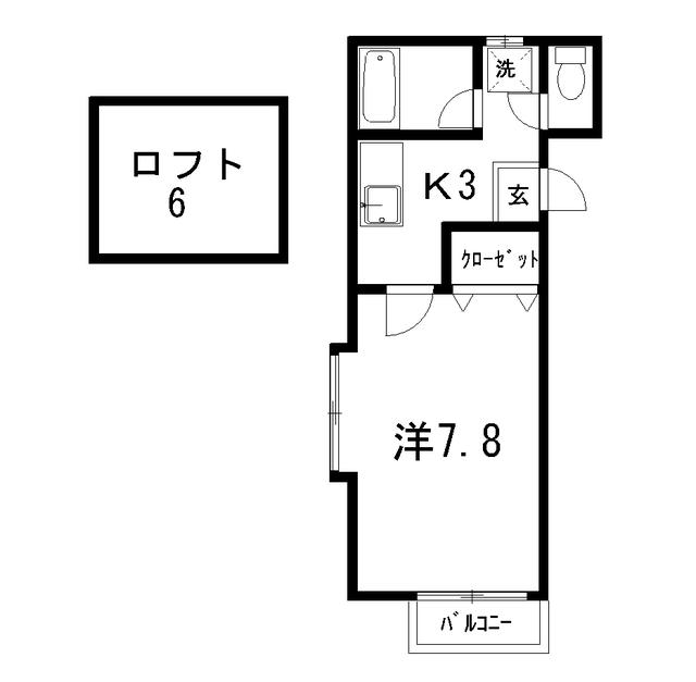 シティコート和泉(1K/2階)の間取り写真