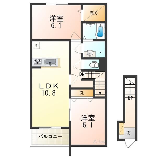 ティラミス河原(2LDK/2階)の間取り写真