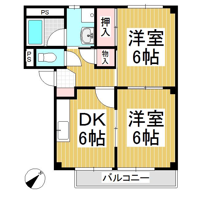 サープラス21(2DK/2階)の間取り写真