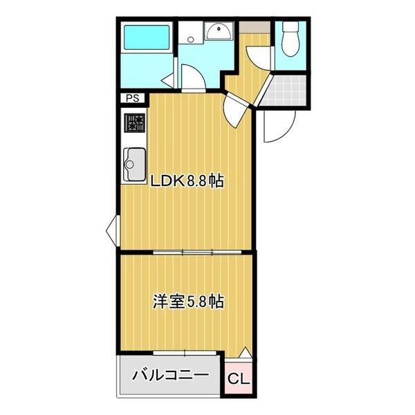LA-CREA潮江(1LDK/2階)の間取り写真