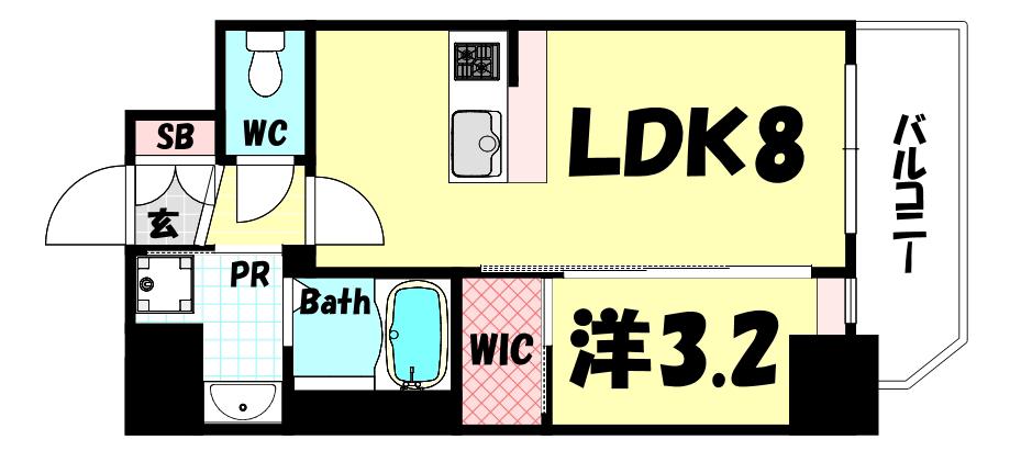 スワンズシティ神戸湊川II(1LDK/7階)の間取り写真