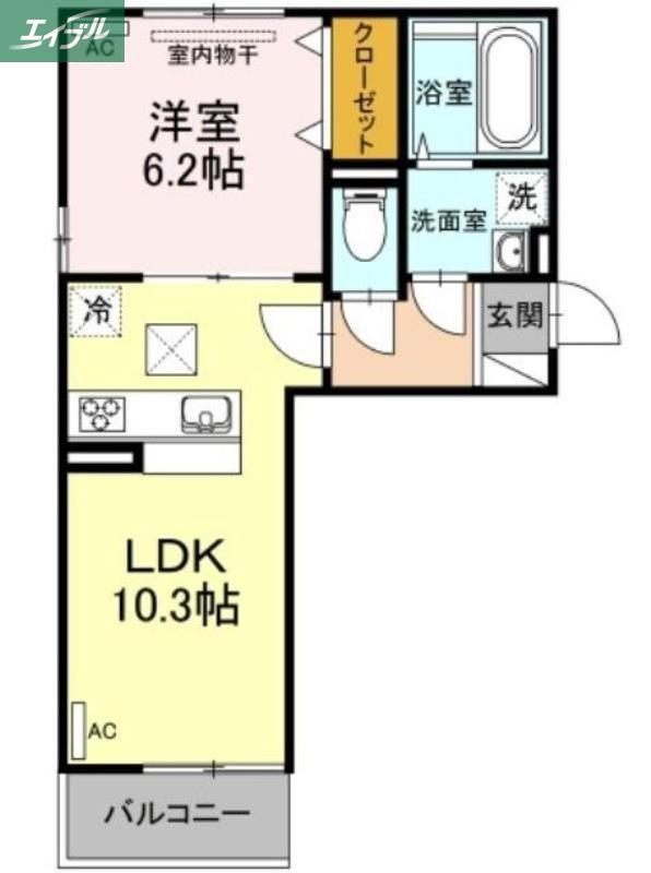 ヴィクトワール(1LDK/1階)の間取り写真