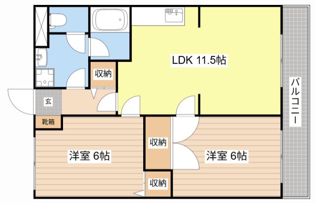 カーサエスペランサ(2LDK/2階)の間取り写真