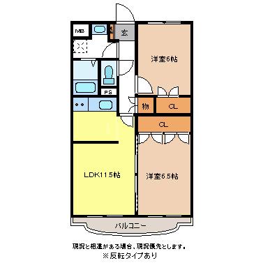 ブール・ド・ネージュ(2LDK/1階)の間取り写真