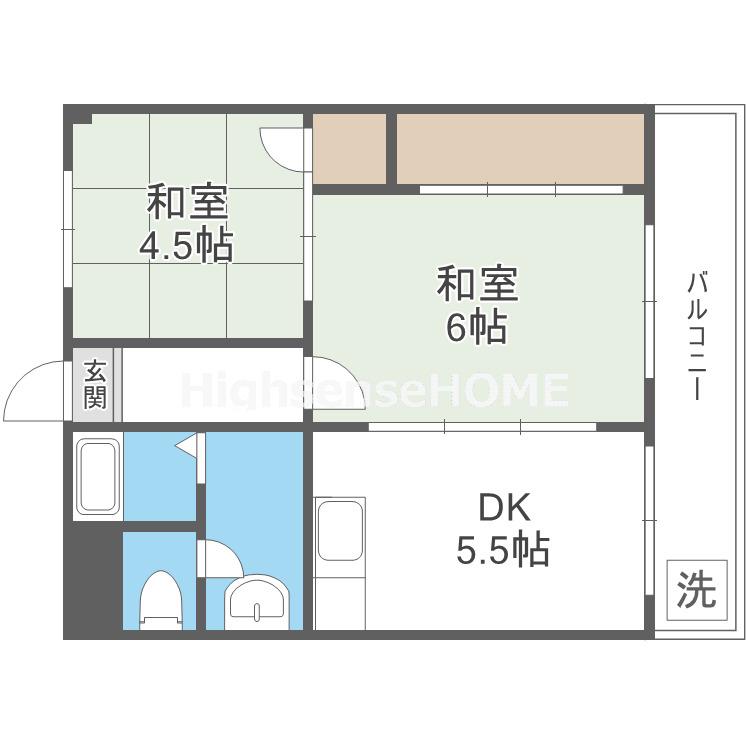 森小路長門ハイツ(3DK/5階)の間取り写真
