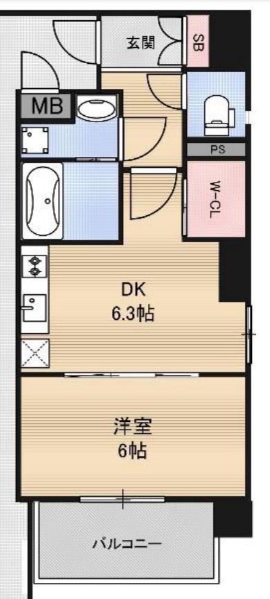 CAVANA梅田北(1DK/13階)の間取り写真