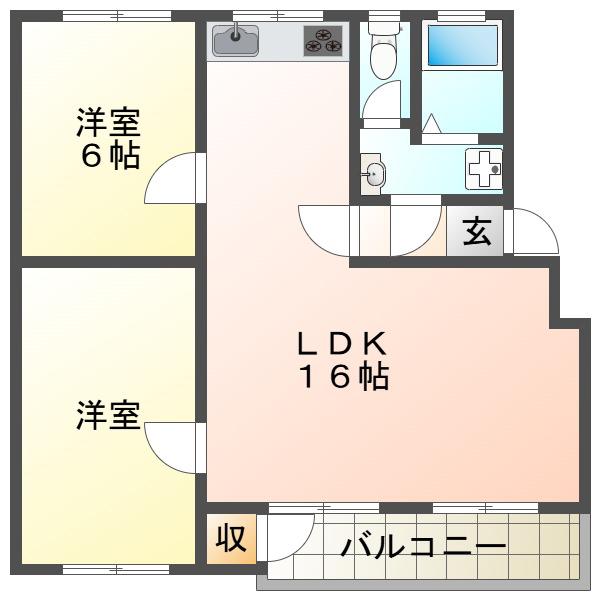 高倉台10団地43号棟(2LDK/3階)の間取り写真