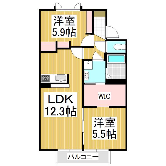 ディアスしののめ(2LDK/1階)の間取り写真
