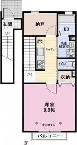 ブレイヴ ベイサイド(1SK/2階)の間取り写真