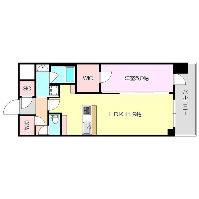 リッツ新大阪プレミアム(1LDK/8階)の間取り写真