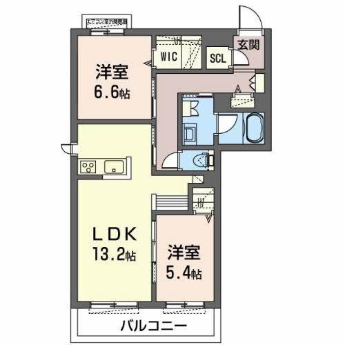 オカバ姫路網干シャーメゾン(2LDK/3階)の間取り写真