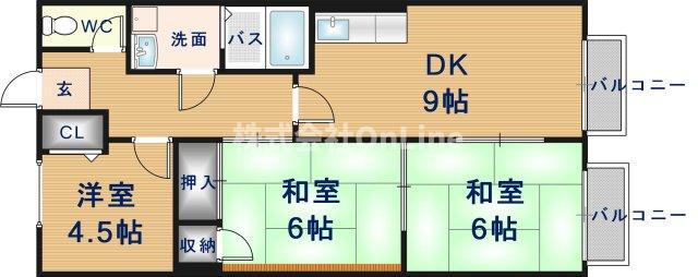 ハーベストエイト(3DK/2階)の間取り写真