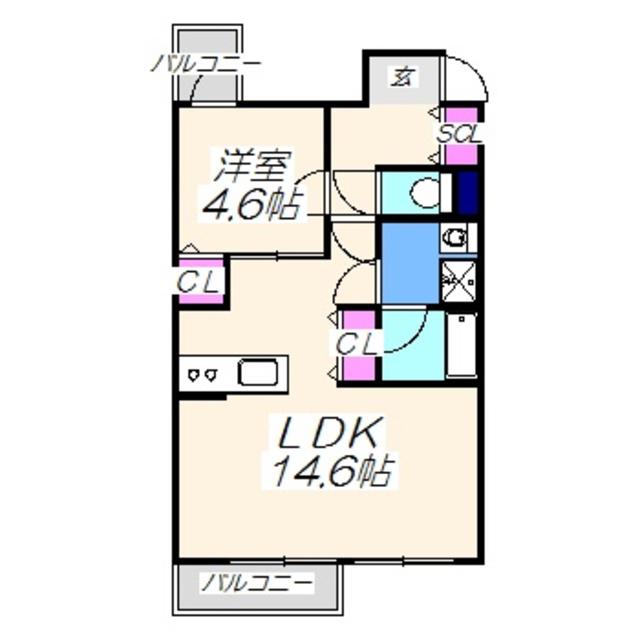 シャイロ205堺東(1LDK/3階)の間取り写真