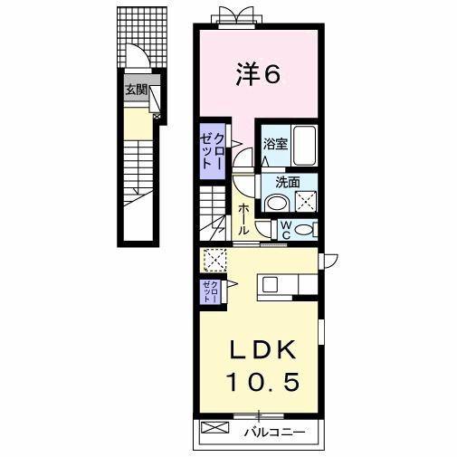 メゾンタウルスII(1LDK/2階)の間取り写真