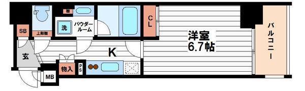 アスヴェル東本町II(1K/4階)の間取り写真