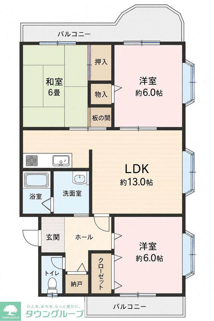 ツインマンションパートI(3LDK/2階)の間取り写真