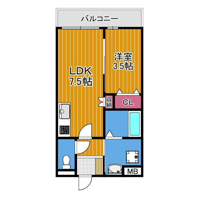 エレガンス藤井寺(1LDK/3階)の間取り写真