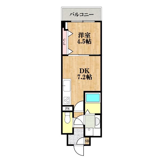 GIOIA NAMBA(1DK/4階)の間取り写真
