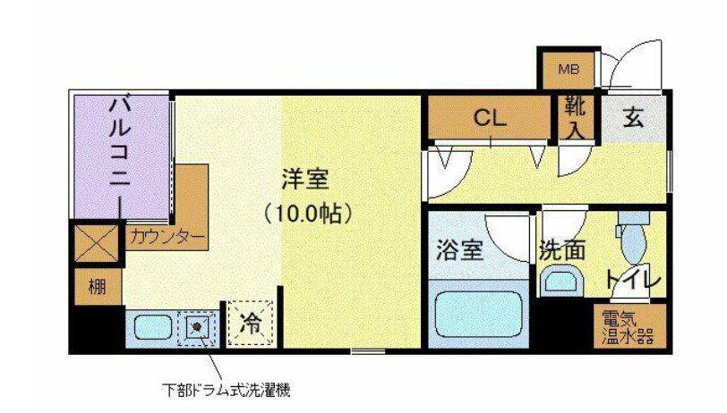 メゾンドヴィレ東神田(ワンルーム/4階)の間取り写真