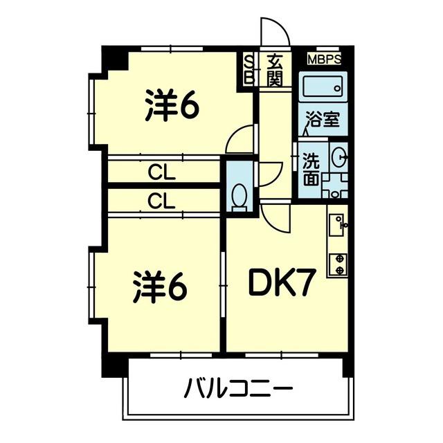 EF弐番館(2DK/3階)の間取り写真