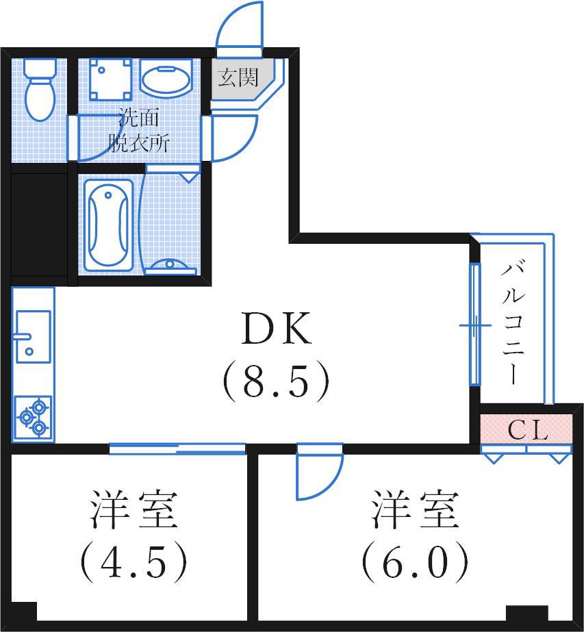 サンハイツ2番館(2LDK/3階)の間取り写真