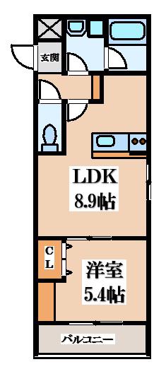 MON REVE(1LDK/1階)の間取り写真