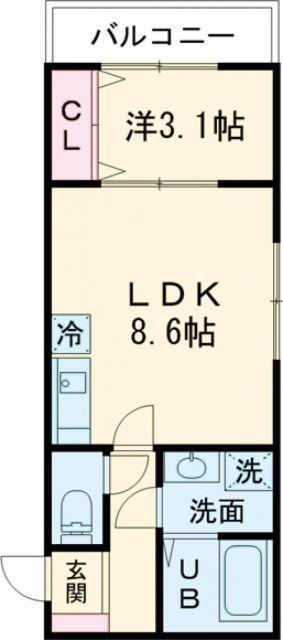エレガンス藤井寺(1LDK/2階)の間取り写真