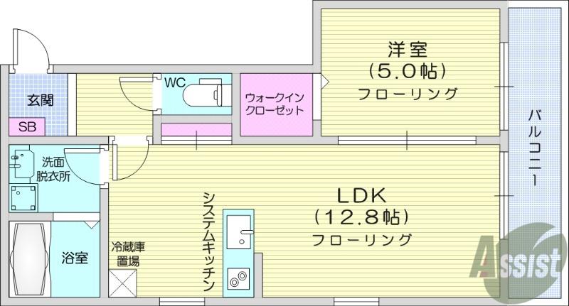 サンパーク3(1LDK/2階)の間取り写真