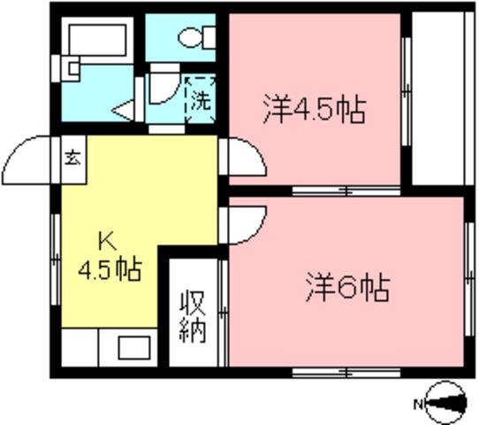 荻野ハイツ(2K/2階)の間取り写真