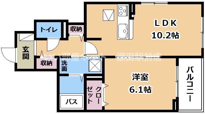 FOUR M(1LDK/1階)の間取り写真