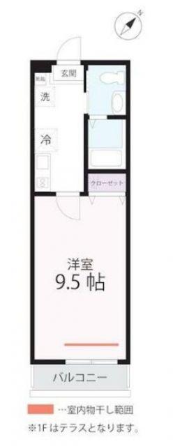 QUIET CRAB HOUSE 鶴見寺谷(1K/3階)の間取り写真
