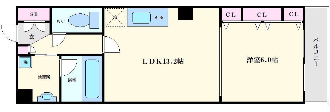ブラービ南船場(1LDK/11階)の間取り写真