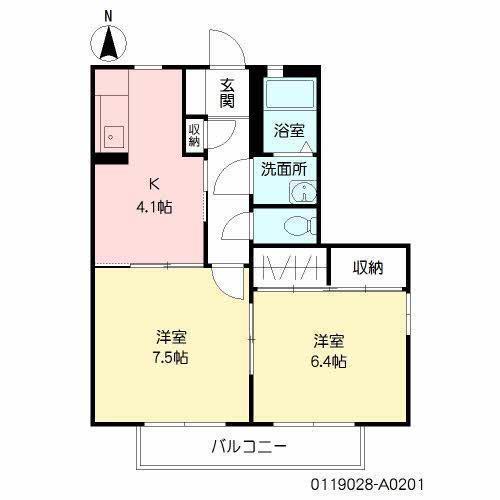 サンテトマト弐番館(1LDK/2階)の間取り写真