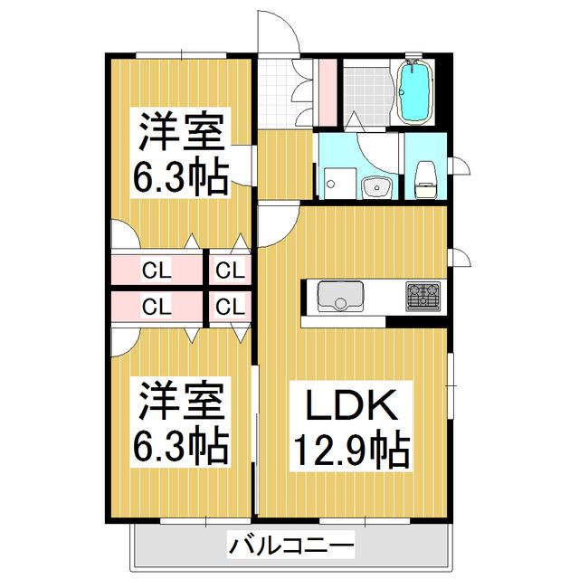メゾンドレディ(2LDK/1階)の間取り写真