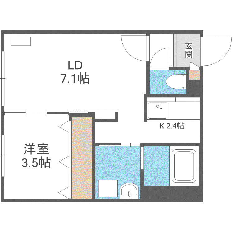 ウェルノント(1LDK/1階)の間取り写真