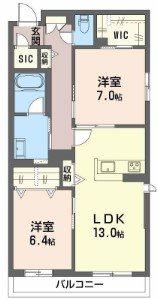 シャーメゾン渋川III(2LDK/2階)の間取り写真