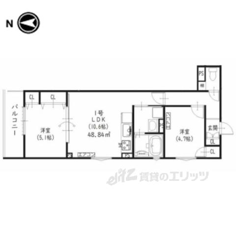 ラモーナ出口(2LDK/3階)の間取り写真