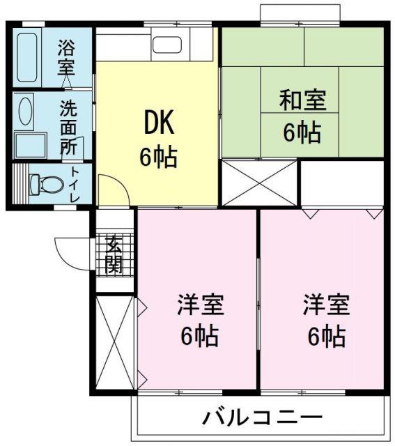 メゾン来光C棟(3DK/1階)の間取り写真