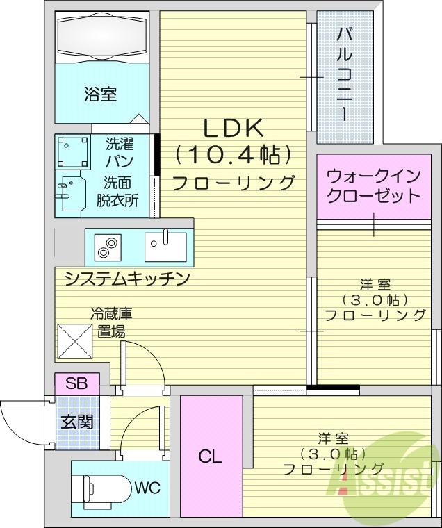 REGALEST光Ⅱ(2LDK/2階)の間取り写真